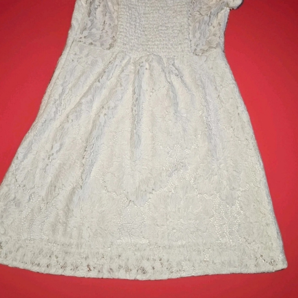 NWT Free People Hailee Lace Short Sleeve Mini Dress Ivory White Size Small - Picture 8 of 8
